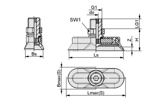 SAOG 80x30 NBR-45 M10-AG