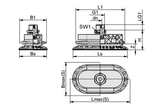 SAOB 110x55 NBR-60 G1/4-AG