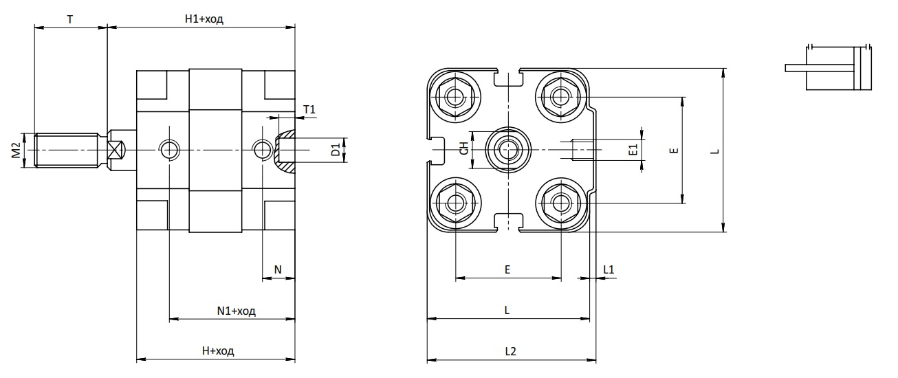 Пневмоцилиндр SC-ADV-25x15-B