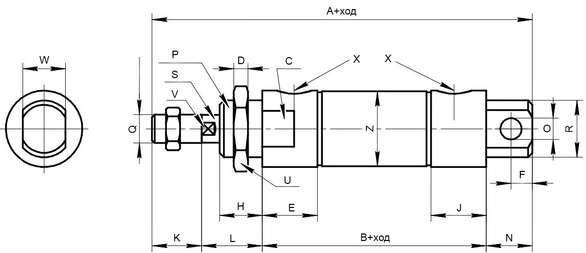 Пневмоцилиндр SC-MA-25x30-S