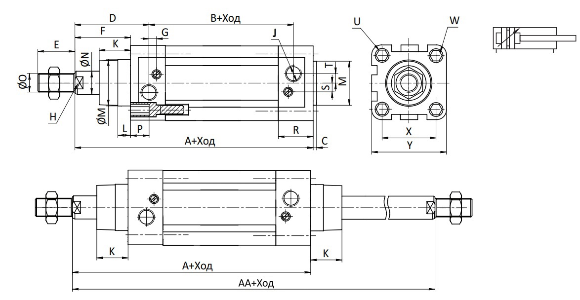 Пневмоцилиндр SC-SWR-32x60-S