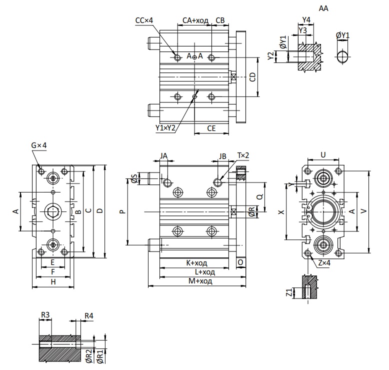 Пневмоцилиндр SC-EM-40x25-S Пневмоцилиндр SC-EM-40x25-S