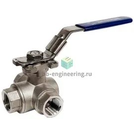 3WAYL316-PPM100 CAMOZZI - Кран шаровой муфтовый, 4" ДУ 100, нержавеющий, трёхходовой, ручной, изображение 1