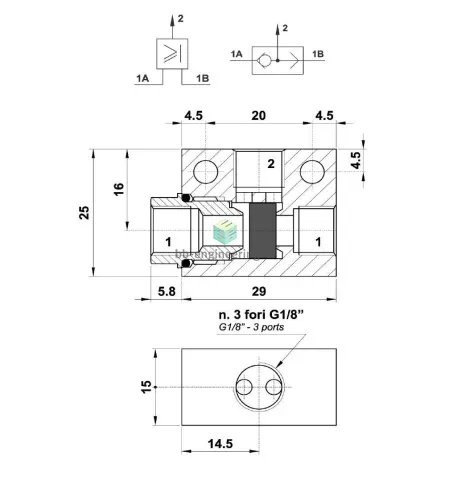 08870 00 001 AIGNEP - Клапан "ИЛИ", G1/8, изображение 2