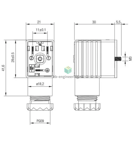 CON02 024 00 AIGNEP - Разъем с индикацией DIN 43650, тип B 11 мм, 3-пин, 24 V AC/DC, изображение 2