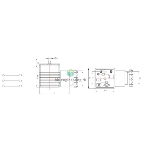 CON32 250 00 AIGNEP - Разъем с индикацией DIN 43650, тип A 18 мм, 3-пин, 220 V AC, изображение 2