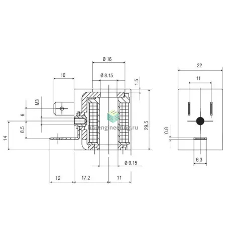 SOL01 110 A 2 000 AIGNEP - Катушка электромагнитная 110 V AC, 5 VA, 22 мм, Ø9.2 мм, DIN B 11 мм, изображение 2