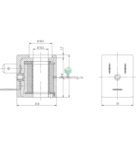 SOL10 024 C 4 000 AIGNEP - Катушка электромагнитная 24 V DC, 6.5 W, 22 мм, Ø10.2 мм, DIN B 11 мм, изображение 2