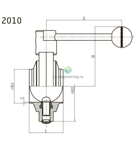 CIBW-2010-32E-AS CAMOZZI - Затвор дисковый пищевой ДУ 32 PN 6, нерж. сталь-EPDM, с пневмоприводом, изображение 2