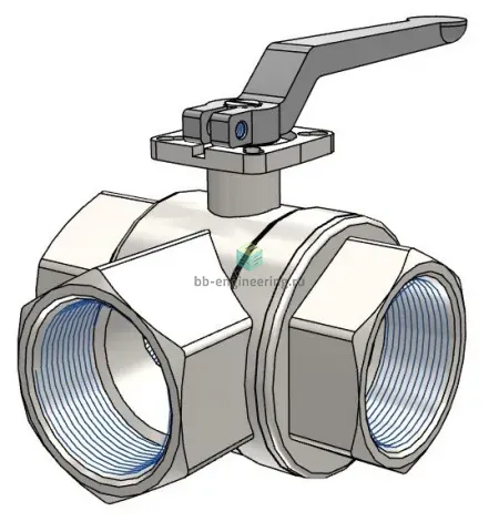 L153N206G OMAL - Кран шаровой муфтовый, 1" ДУ 25, латунный, трёхходовой, ручной, изображение 1