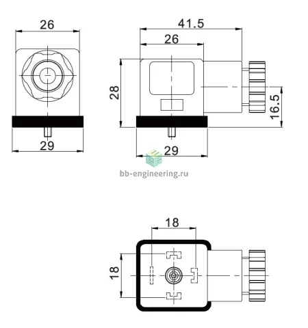 DA-D1JL EMC - Разъем с индикацией DIN 43650, тип A 18 мм, 4-пин, 12-48 V DC, изображение 2