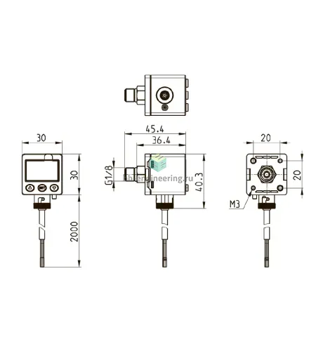 SWCN-V01-P6-2 CAMOZZI - Датчик вакуума -1÷1 бар, 2XНО/НЗ PNP, 4-20 мА, G1/8, с каб. 5-пров. 2 м, изображение 2